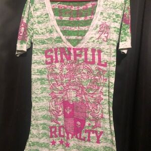 Sinful Green and Pink Graphic Tee